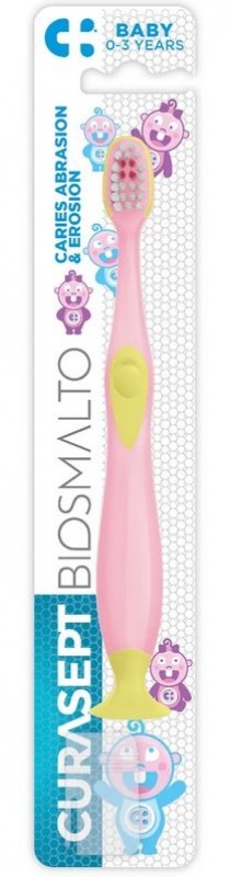  Otroška zobna ščetka CURASEPT BIOSMALTO  od 0 do 3 let  - roza